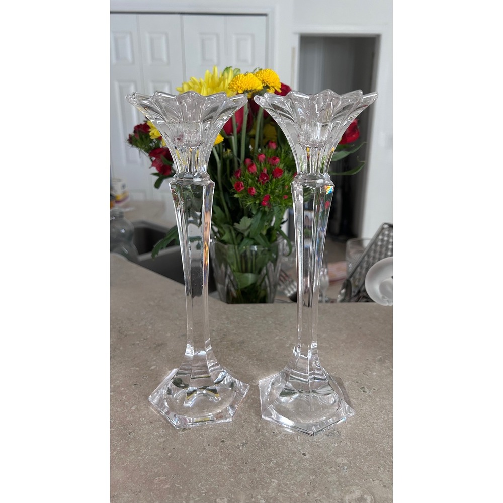 Vintage Mikasa Excelsior Set of 2 Crystal Taper Candle Holders